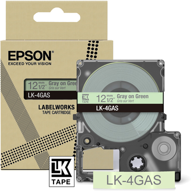 Epson C53S672105 LK-4GAS Colour Label Cartridge (Green/Grey) (12mm x 8m)