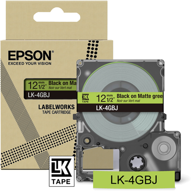 Epson C53S672077 LK-4GBJ Matte Label Cartridge (Green/Black) (12mm x 8m)