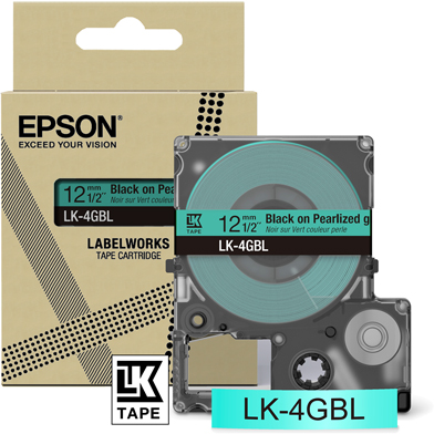 Epson C53S672102 LK-4GBL Colour Label Cartridge (Pearl Green/Black) (12mm x 8m)