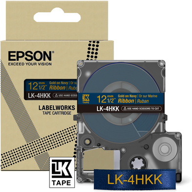 Epson C53S654002 LK-4HKK Satin Ribbon Label Cartridge (Gold/Navy) (12mm x 5m)