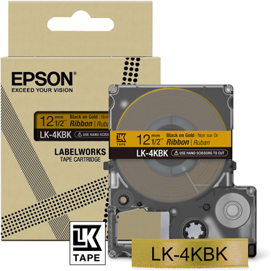 Epson C53S654001 LK-4KBK Satin Ribbon Label Cartridge (Black/Gold) (12mm x 5m)