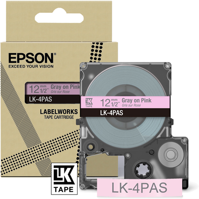 Epson C53S672103 LK-4PAS Colour Label Cartridge (Pink/Grey) (12mm x 8m)