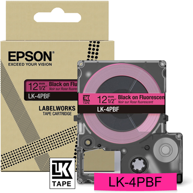Epson C53S672100 LK-4PBF Fluorescent Label Cartridge (Pink/Black) (12mm x 5m)