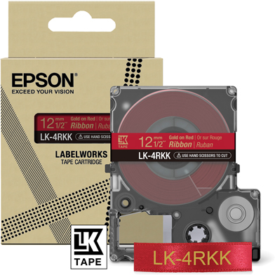 Epson C53S654033 LK-4PBK Satin Ribbon Label Cartridge (Red/Gold) (12mm x 5m)