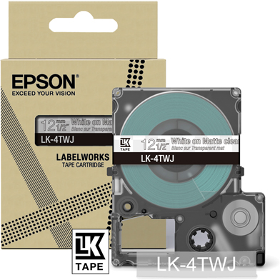 Epson C53S672068 LK-4TWJ Matte Label Cartridge (Clear/White) (12mm x 8m)