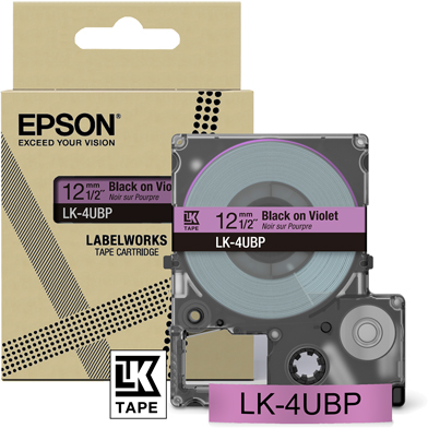 Epson C53S672101 LK-4UBP Colour Label Cartridge (Violet/Black) (12mm x 8m)