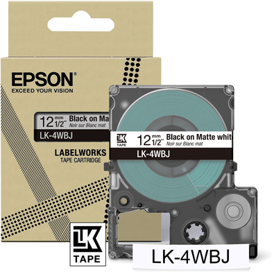 Epson C53S672062 LK-4WBJ Matte Label Cartridge (White/Black) (12mm x 8m)