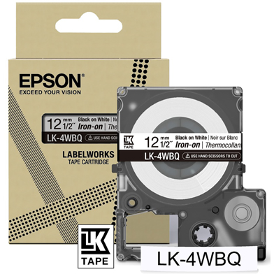 Epson C53S654024 LK-4WBQ Iron On Label Cartridge (White/Black) (12mm x 5m)