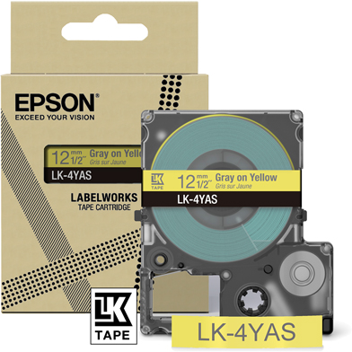 Epson C53S672104 LK-4YAS Colour Label Cartridge (Yellow/Grey) (12mm x 8m)