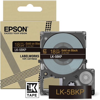 Epson C53S672095 LK-5BKP Metallic Label Cartridge (Black/Gold) (18mm x 9m)
