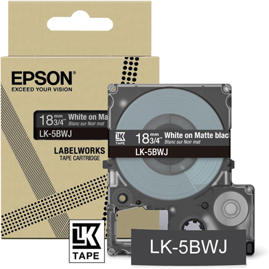 Epson C53S672083 LK-5BWJ Matte Label Cartridge (Black/White) (18mm x 8m)