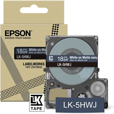 Epson C53S672085 LK-5HWJ Matte Label Cartridge (Navy/White) (18mm x 8m)