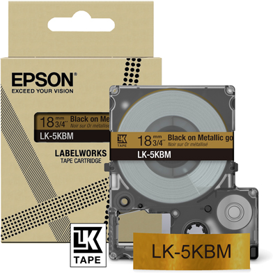 Epson C53S672093 LK-5KBM Metallic Label Cartridge (Gold/Black) (18mm x 9m)