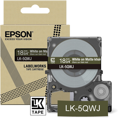 Epson C53S672089 LK-5QWJ Matte Label Cartridge (Khaki/White) (18mm x 8m)