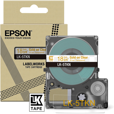 Epson C53S672097 LK-5TKN Metallic Label Cartridge (Clear/Gold) (18mm x 9m)