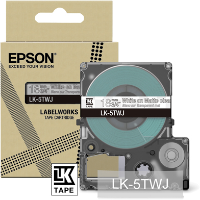 Epson C53S672069 LK-5TWJ Matte Label Cartridge (Clear/White) (18mm x 8m)