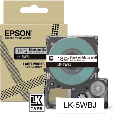 Epson C53S672063 LK-5WBJ Matte Label Cartridge (White/Black) (18mm x 8m)