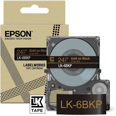 Epson C53S672096 LK-6BKP Metallic Label Cartridge (Black/Gold) (24mm x 9m)