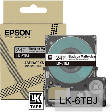 Epson C53S672067 LK-6TBJ Matte Label Cartridge (Clear/Black) (24mm x 8m)