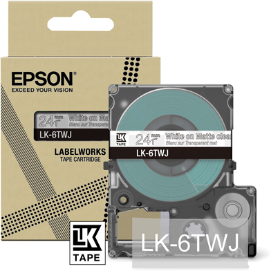Epson C53S672070 LK-6TWJ Matte Label Cartridge (Clear/White) (24mm x 8m)