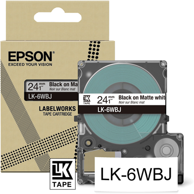 Epson C53S672064 LK-6WBJ Matte Label Cartridge (White/Black) (24mm x 8m)