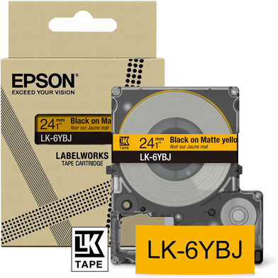 Epson C53S672076 LK-6YBJ Matte Label Cartridge (Yellow/Black) (24mm x 8m)