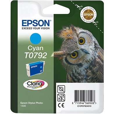 Epson C13T07924010 T0792 Cyan Ink Cartridge (1,350 Pages)