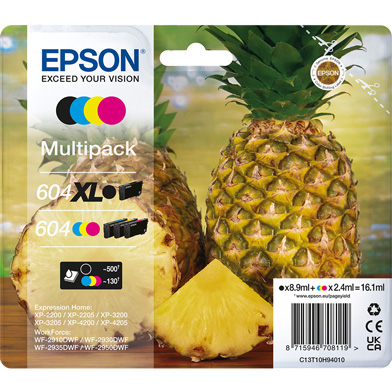 Epson C13T10H94010 604/604XL Ink Cartridge Value Pack CMY (130 Pages) K (500 Pages)