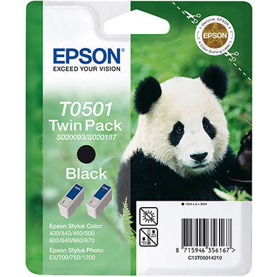 Epson C13T05014210 T050 Black Ink Cartridge Twin Pack (2 x 15ml)