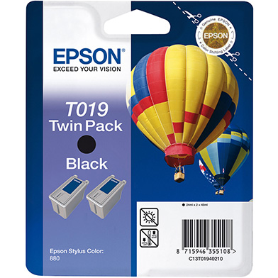Epson C13T01940210 T019 Black Ink Cartridge Twin Pack (2 x 24ml)