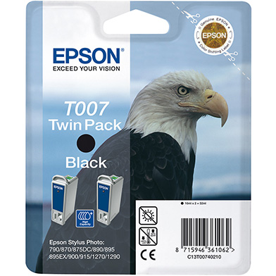 Epson C13T00740210 T007 Black Ink Cartridge Twin Pack (2 x 16ml)