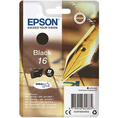 Epson C13T16214012 16 Black Ink Cartridge (175 Pages)