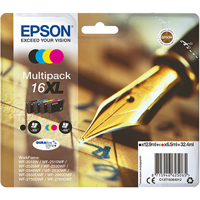 Epson 16XL Ink Cartridge Multipack CMY (450 Pages) K (500 Pages)