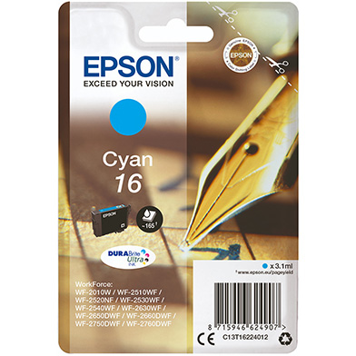 Epson C13T16224012 16 Cyan Ink Cartridge (165 Pages)