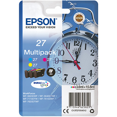 Epson C13T27054012 27 Ink Cartridge Multipack CMY (300 Pages)