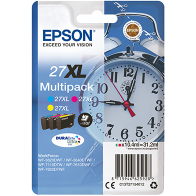 Epson C13T27154012 27XL Ink Cartridge Multipack CMY (1,100 Pages)