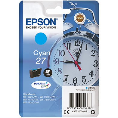 Epson C13T27024012 27 Cyan Ink Cartridge (300 Pages)