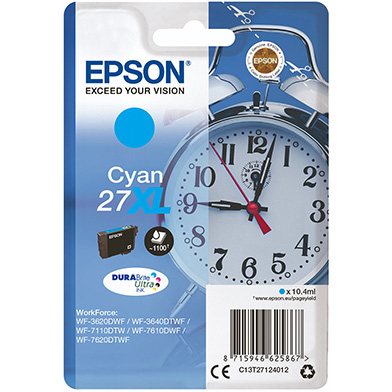 Epson C13T27124012 27XL Cyan Ink Cartridge (1,100 Pages)