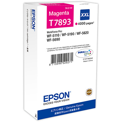 Epson C13T789340 T7893 Magenta XXL Ink Cartridge (4,000 Pages)