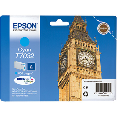 Epson C13T70324010 T7032 Cyan Ink Cartridge (800 Pages)