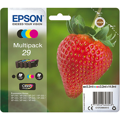 Epson C13T29864012 29 Ink Multipack CMY (180 Pages) K (175 Pages)