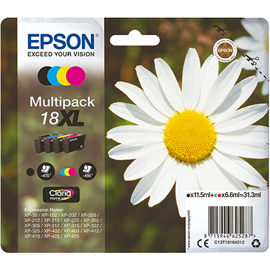 Epson C13T18164012 18XL Ink Multipack CMY (450 Pages) K (470 Pages)