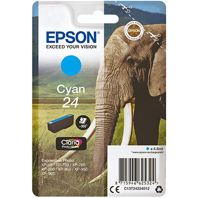 Epson C13T24224012 24 Cyan Ink Cartridge (360 Pages)