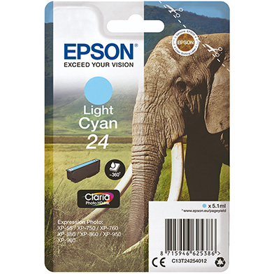 Epson C13T24254012 24 Light Cyan Ink Cartridge (360 Pages)