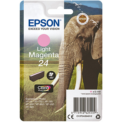Epson C13T24264012 24 Light Magenta Ink Cartridge (360 Pages)