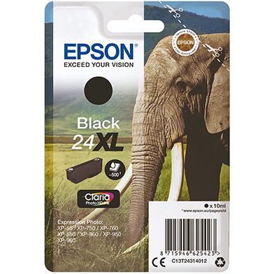 Epson C13T24314012 24XL Black Ink Cartridge (500 Pages)