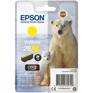Epson C13T26344012 26XL Yellow Ink Cartridge (700 Pages)