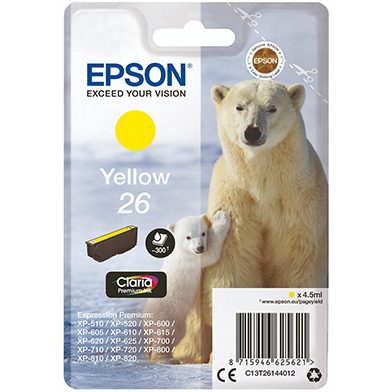 Epson C13T26144012 26 Yellow Ink Cartridge (300 Pages)