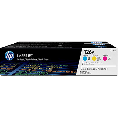 HP CF341A 126A Toner Cartridge Tri-Pack CMY (1,000 Pages)