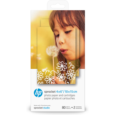 HP 4KK83A Sprocket Photo Paper and Cartridges - 240gsm (80 Sheets / 10 x 15 cm)